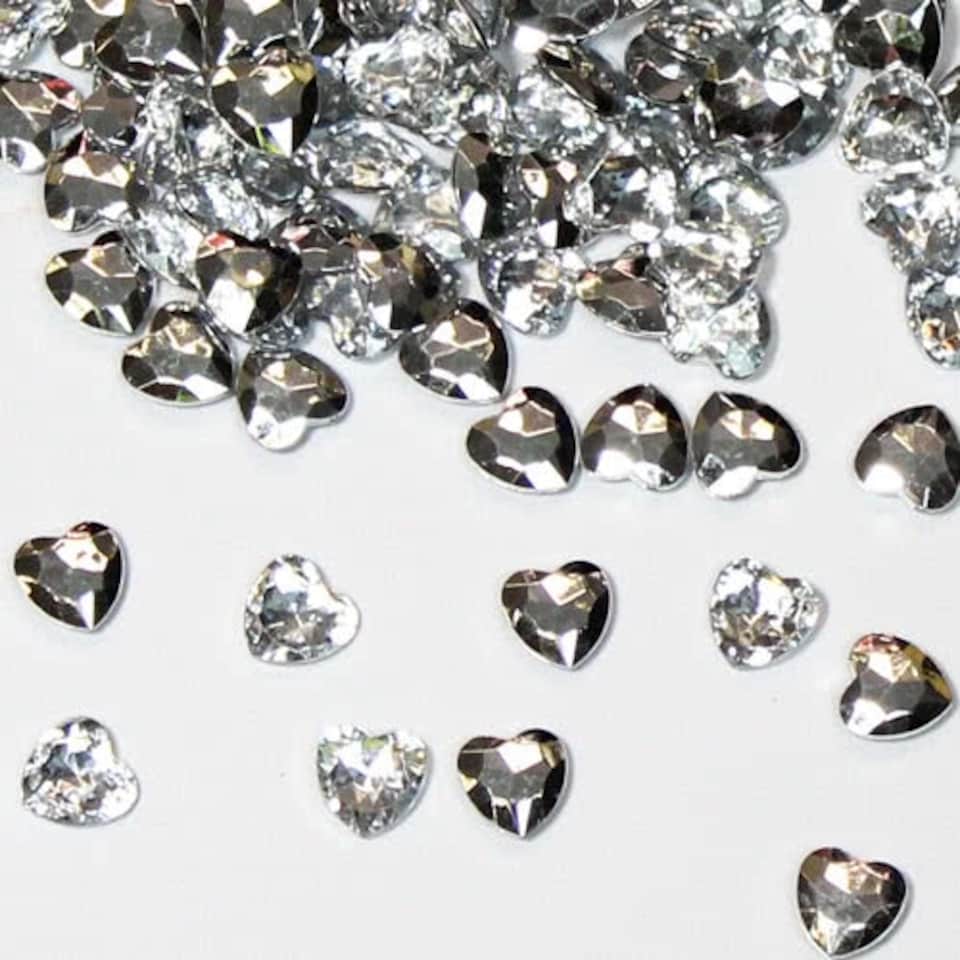 Silver 12mm Heart Diamonds Premium Table Gems 28g