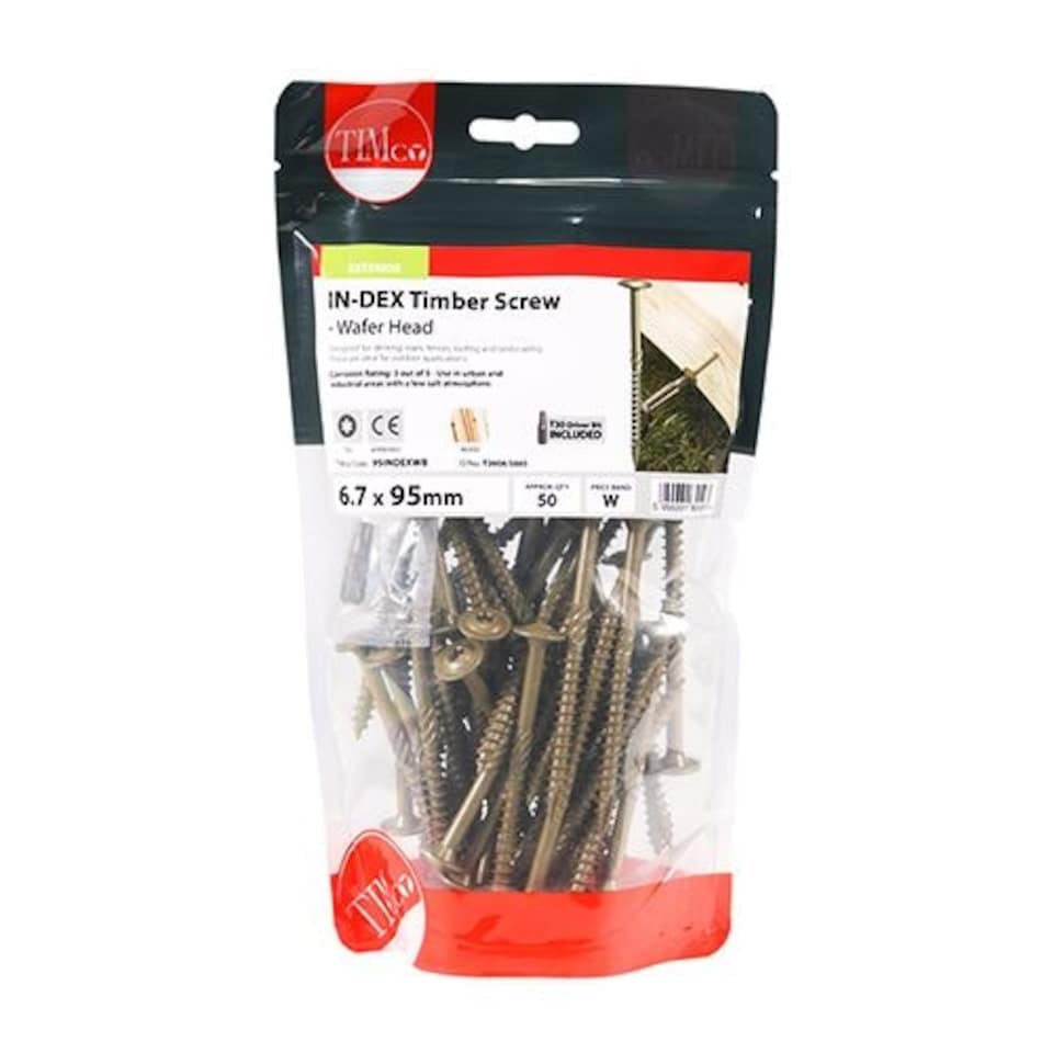 image 1 of Timco - Timber Screws - TX - Wafer - Exterior - Green (Size 6.7 x 95 - 50 Pieces)