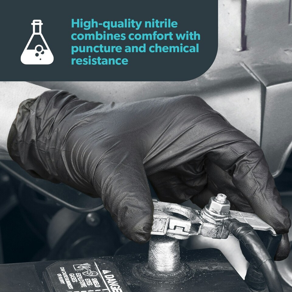 image 1 of Unigloves PRO.TECT Black HD Box of 100 Nitrile Gloves Black | Extra Large