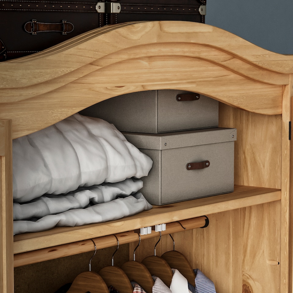 image 1 of Vida Designs Corona 2 Door Wardrobe With Shelf & Clothes Rail, Solid Pine Wood