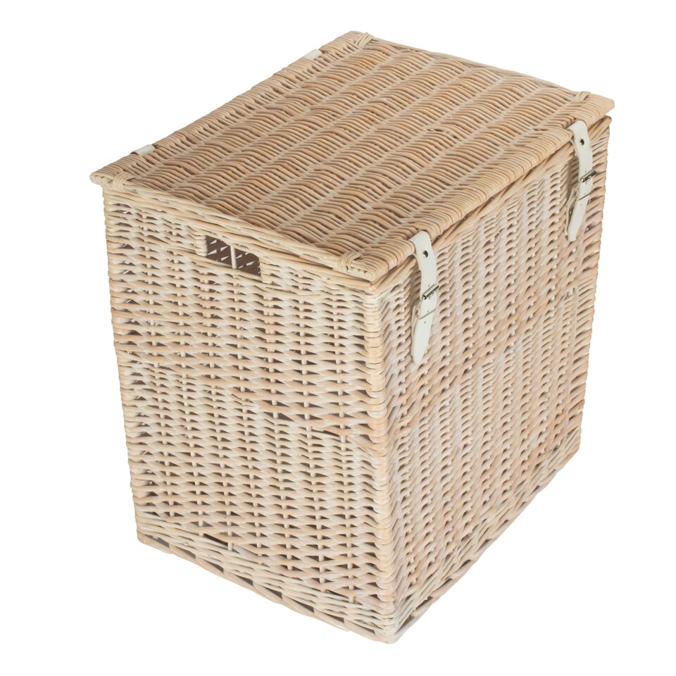 image 1 of Wicker Large White Wash Vintner Storage Picnic Basket | Brown | Brown | One Size