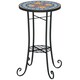 image 1 of Outsunny 35.5cm Round Mosaic Garden Side Table Plant Stand w/ Shelf, Blue 