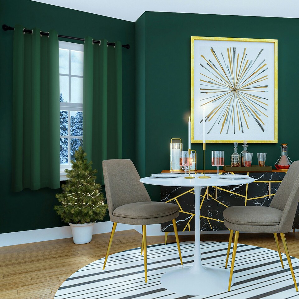 image 1 of Forest Green Blackout Curtains - Dark Thermal Eyelet - 46 x 63 Drop - 2 Panel