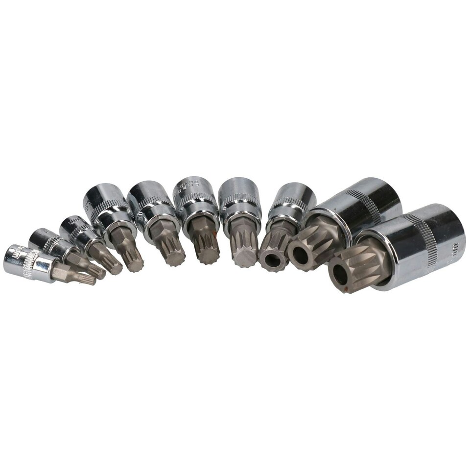 image 1 of Triple Square Spline And Tamperproof Sockets 1/4" 3/8" And 1/2" Dr 10pcs AT303