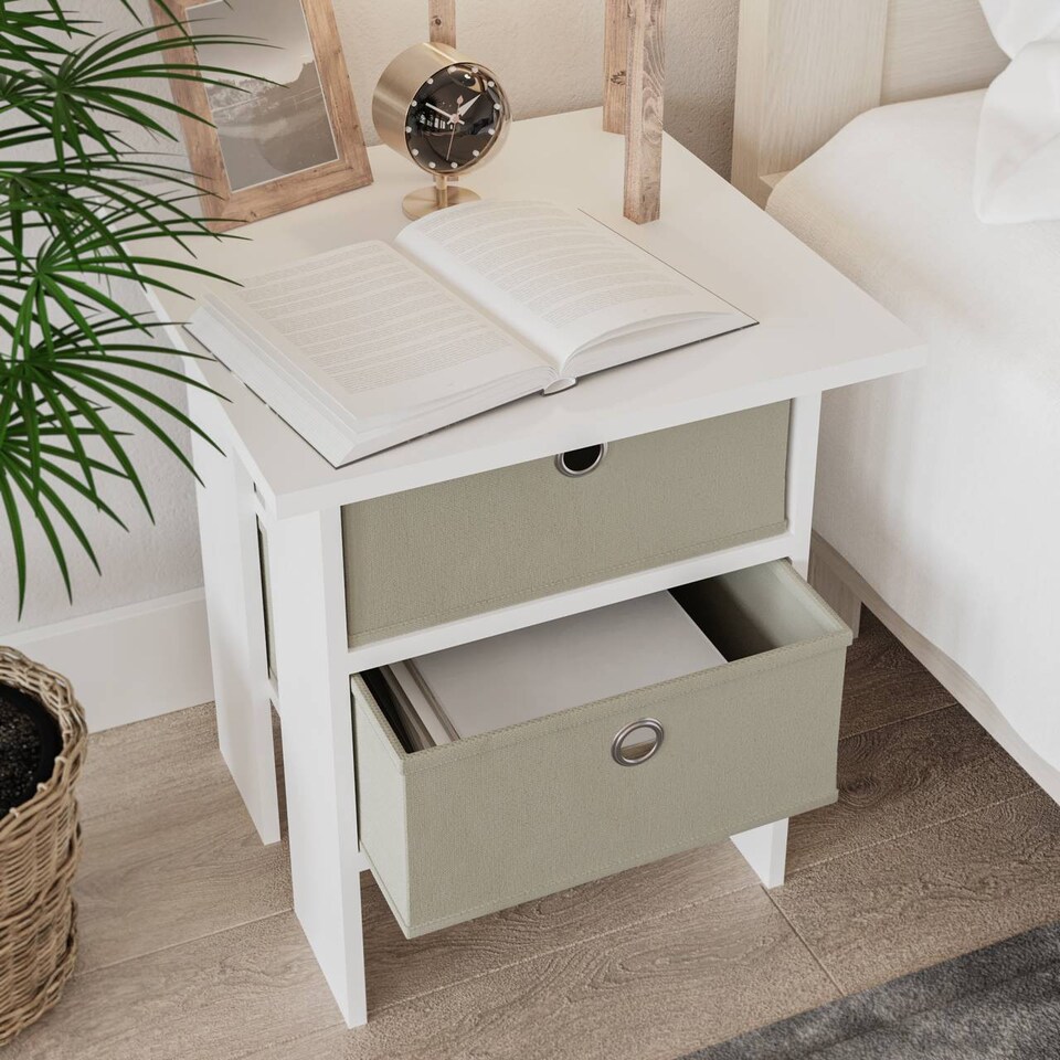 image 1 of Foldable Fabric Storage Box with Metal Eyelet Handle | Cream | 1