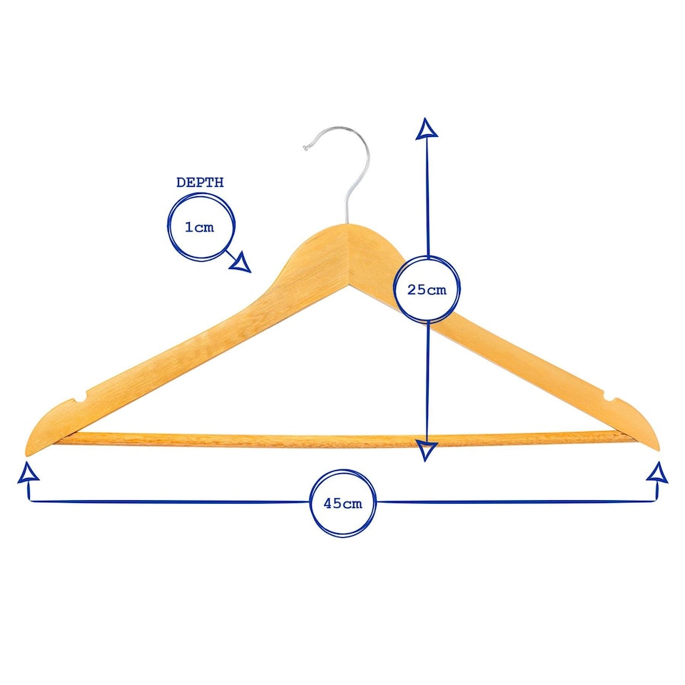 image 1 of Harbour Housewares Wooden Coat Hangers - Black - Pack of 10