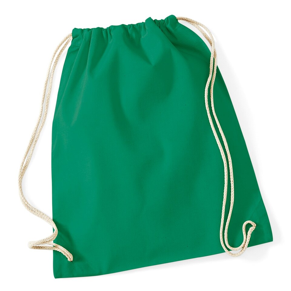 image 1 of Westford Mill Cotton Gymsac Bag - 12 Litres - Kelly Green - One Size | Multi | One Size