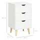 image 5 of HOMCOM Bedside Table, Bedside Cabinet with 3 Drawers, Side End Table with Pine Wood Legs for Bedroom Living Room, White