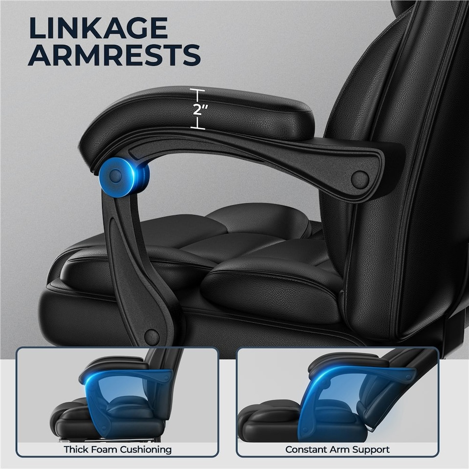 image 1 of Yaheetech Height-Adjustable Computer Chair Black