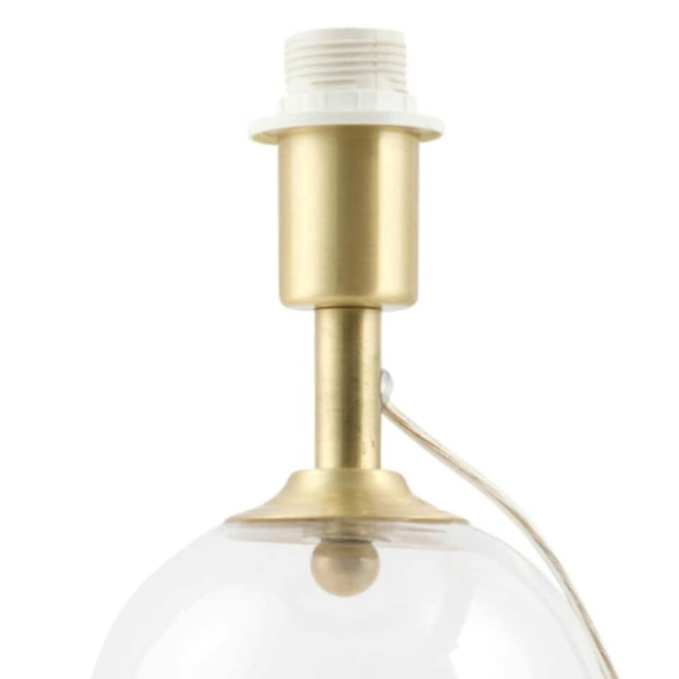 image 1 of First Choice Lighting Large Satin Brass and Glass Cloche Table Lamp Base Clear | Bronze