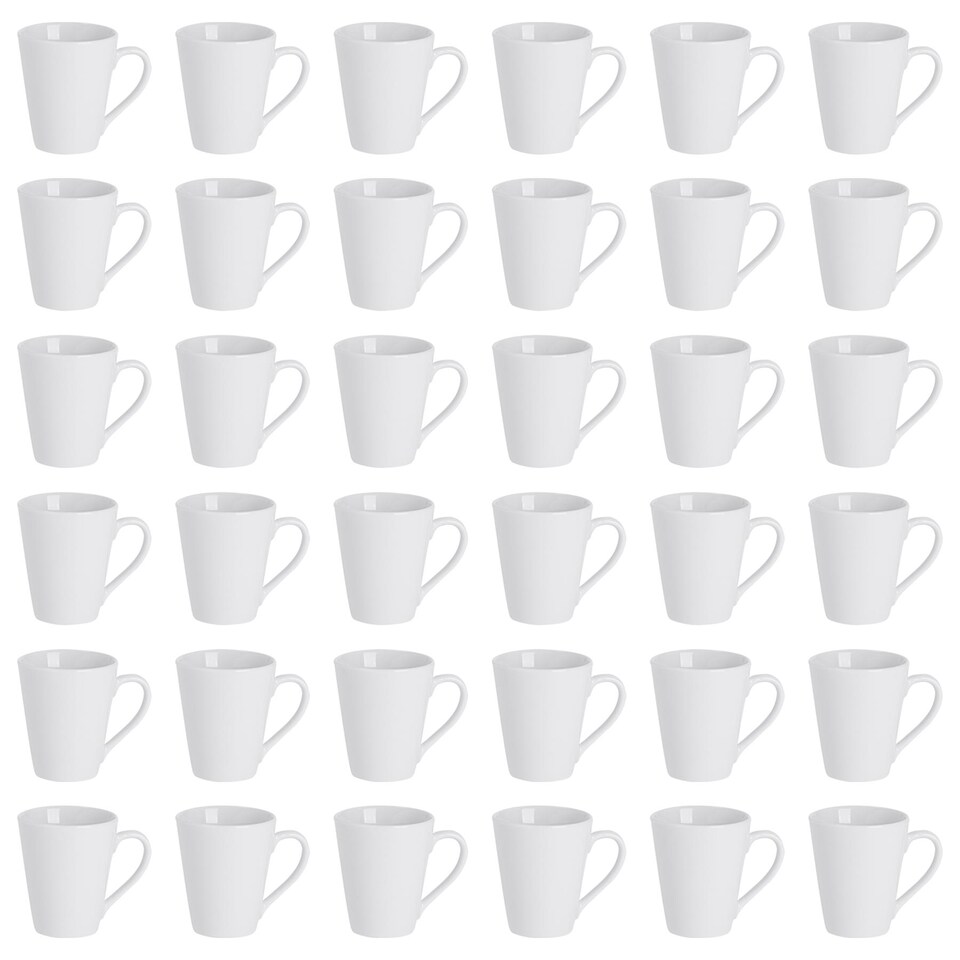 image 1 of Argon Tableware 285ml White Coffee Mug Set - Durable Dishwasher Safe Mugs Cups for Latte, Cappuccino, Tea, Hot Chocolates | White | White | 36
