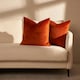 image 2 of OHS 2 x Soft Plain Matte Velvet Cushion Covers, 45x45cm - Rust