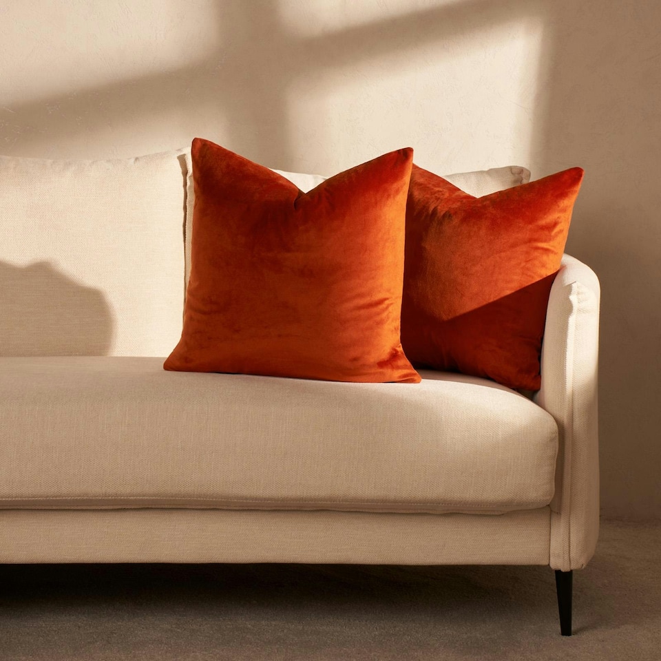 image 1 of OHS 2 x Soft Plain Matte Velvet Cushion Covers, 45x45cm - Rust