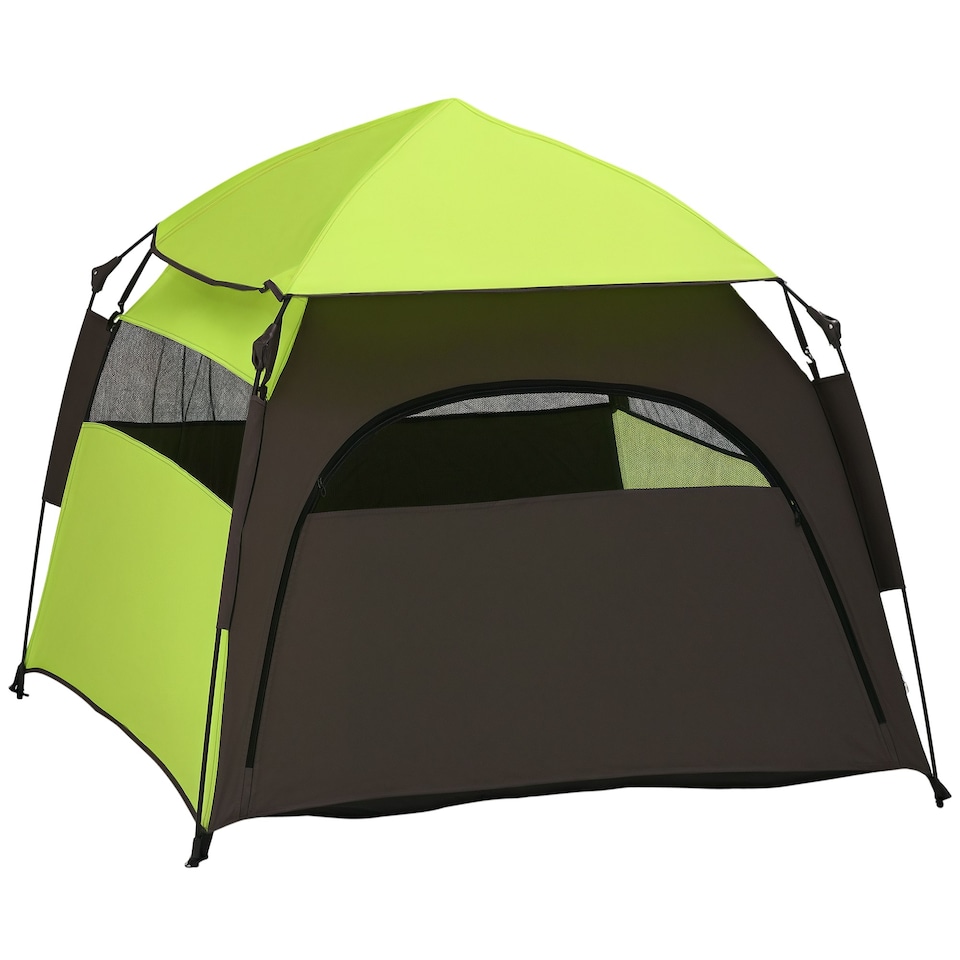 image 1 of PawHut Foldable Dog Cat Tent with Water-Resistant Oxford Cloth, Carry Bag Green