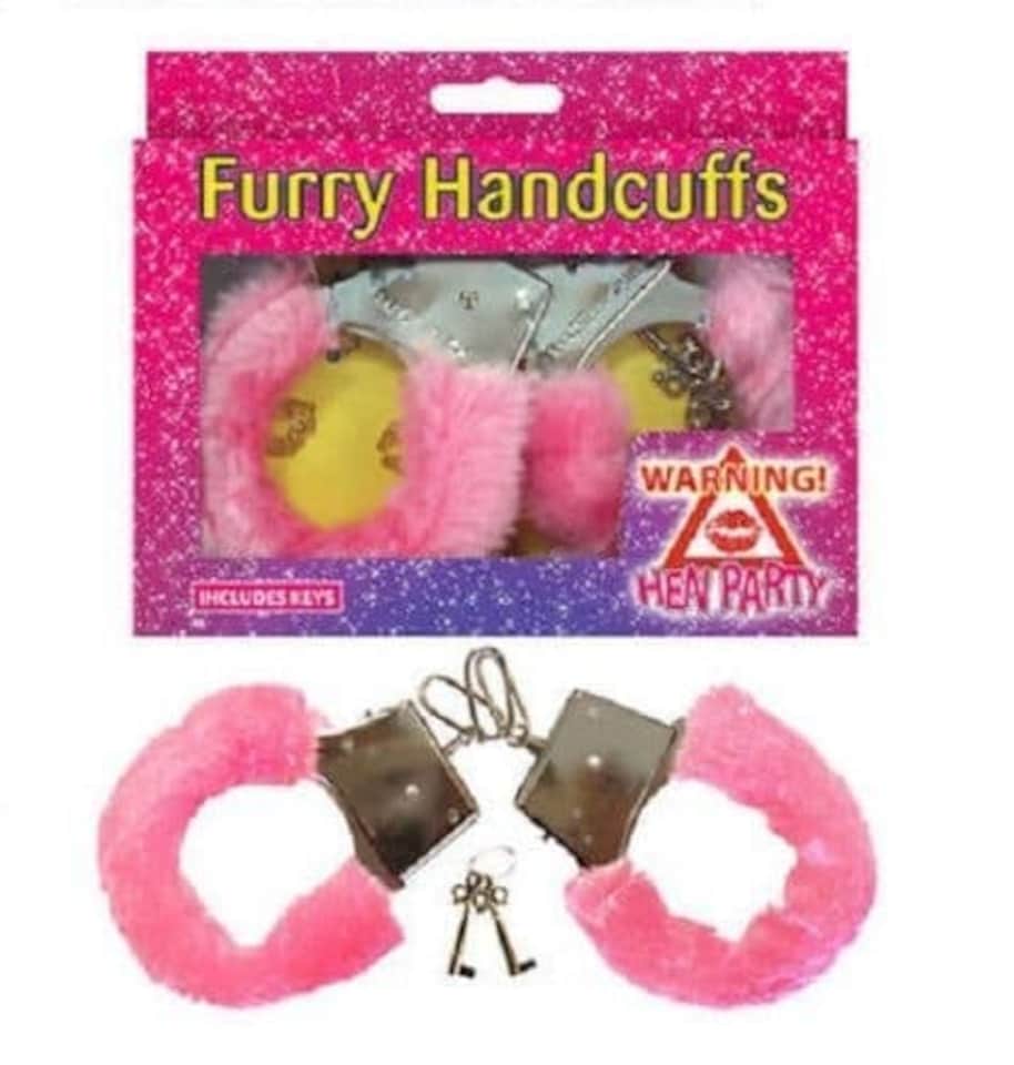 image 1 of Red Furry Handcuffs and Keys - Hen Party, Role Play