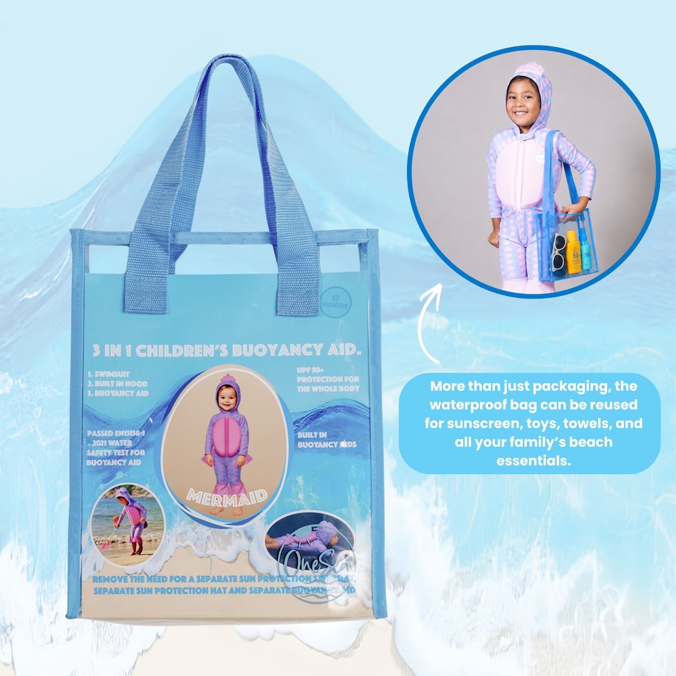 image 1 of Onesea Mermaid Outfit - 3-in-1 Children’s Buoyancy Aid (3-4Years)