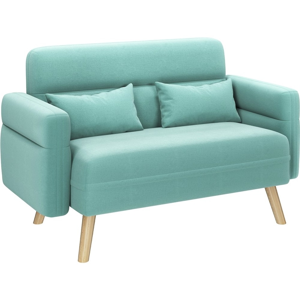 image 1 of Yaheetech Fabric Loveseat Sofa with Lumbar Pillows for Small Space