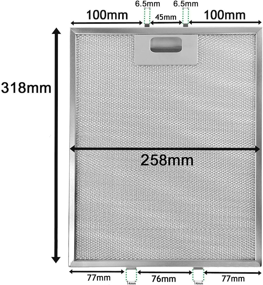 image 1 of SPARES2GO Cooker Hood Grease Filter Extractor Vent Fan Metal Mesh (318 x 258mm, Pack of 2)