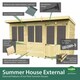 image 3 of 16ft x 4ft Pent Summer House - Wood - L118 x W474 x H201 cm Brown
