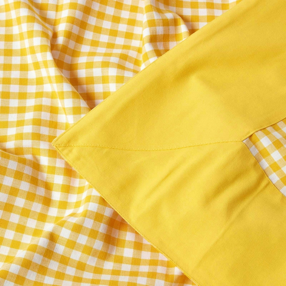 image 1 of Homescapes Cotton Gingham Check Yellow Throw - 150 x 200 cm | Yellow