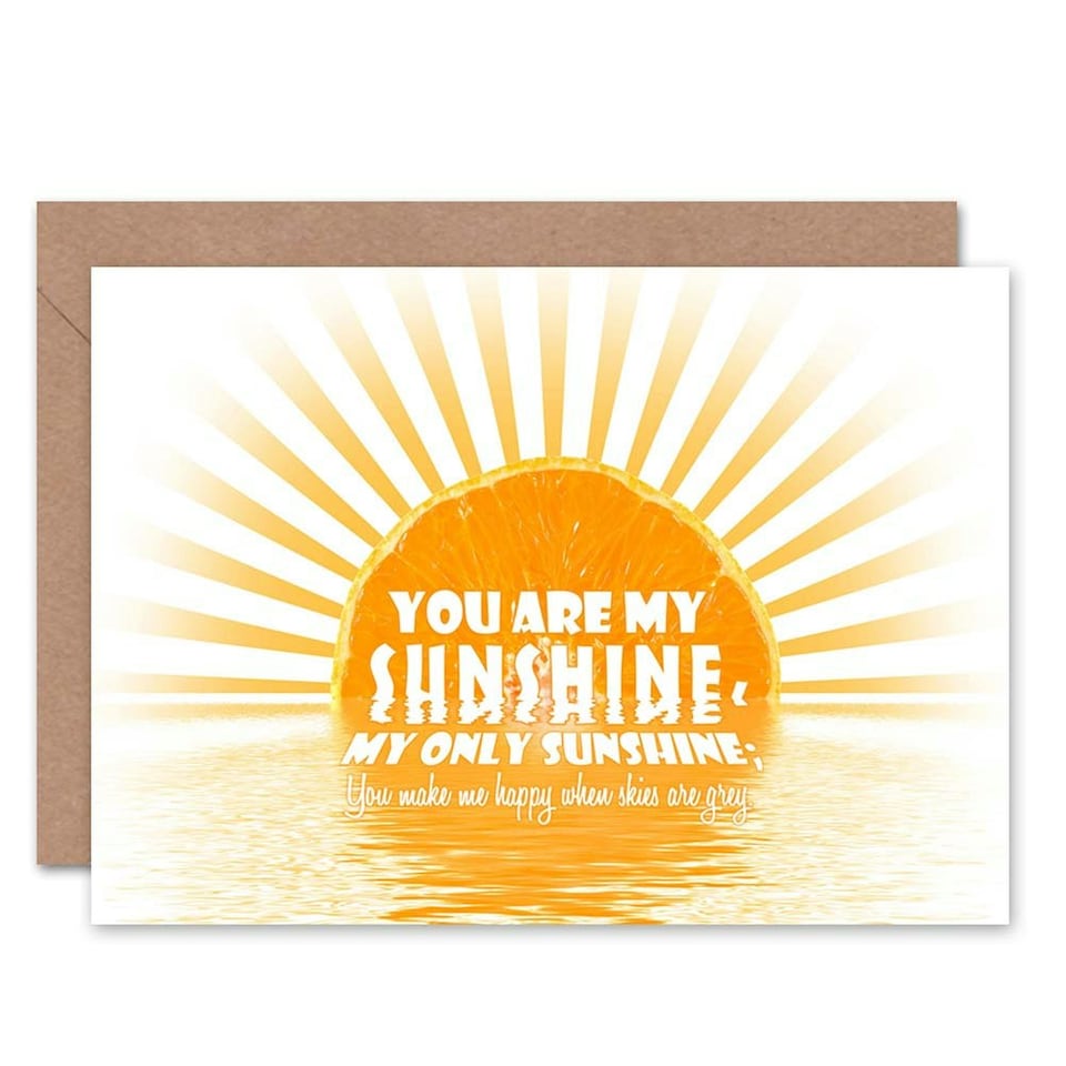 image 1 of You Are My Sunshine Orange Sun Love Anniversary Valentines Day Card