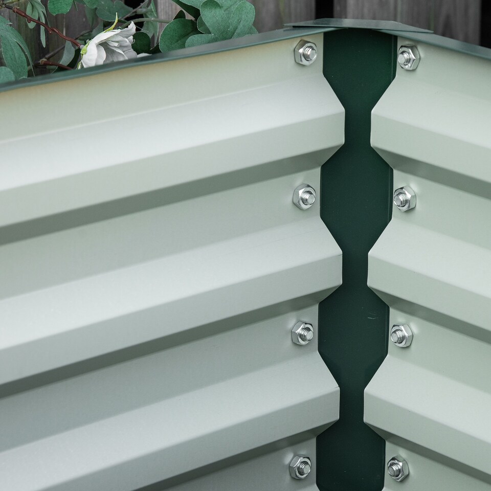image 1 of Outsunny Set of 2 Raised Garden Bed Galvanised Planter Box, Green | Green | Green