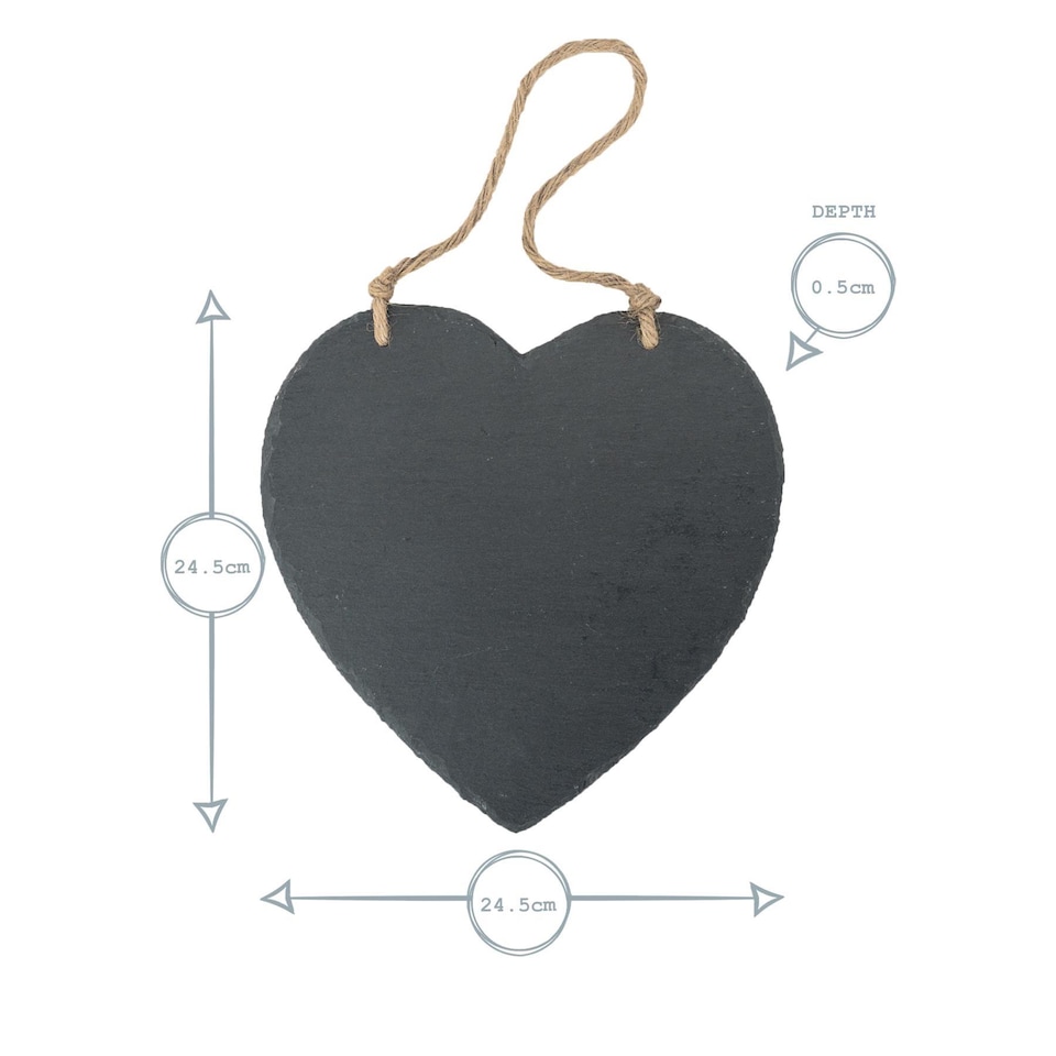 image 1 of Nicola Spring Slate Heart Hanging Notice Board - 24.5 x 24.5cm - Natural