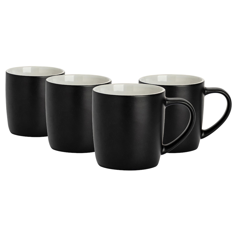 image 1 of Argon Tableware Matt Coloured Coffee Mugs - 350ml - Black - Pack of 4 | Black | Black | 4