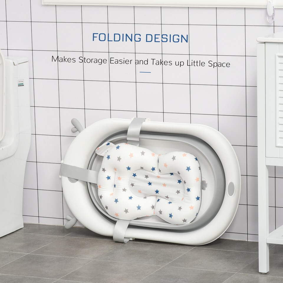 image 1 of HOMCOM Foldable Baby Bath Tub Ergonomic with Temperature-Induced Water Plug