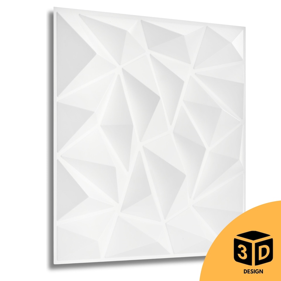 image 1 of NOVECRAFTO Decorative 3D Wall Panels (50cm x 50cm) 3D Diamond Design PVC Cladding Panel