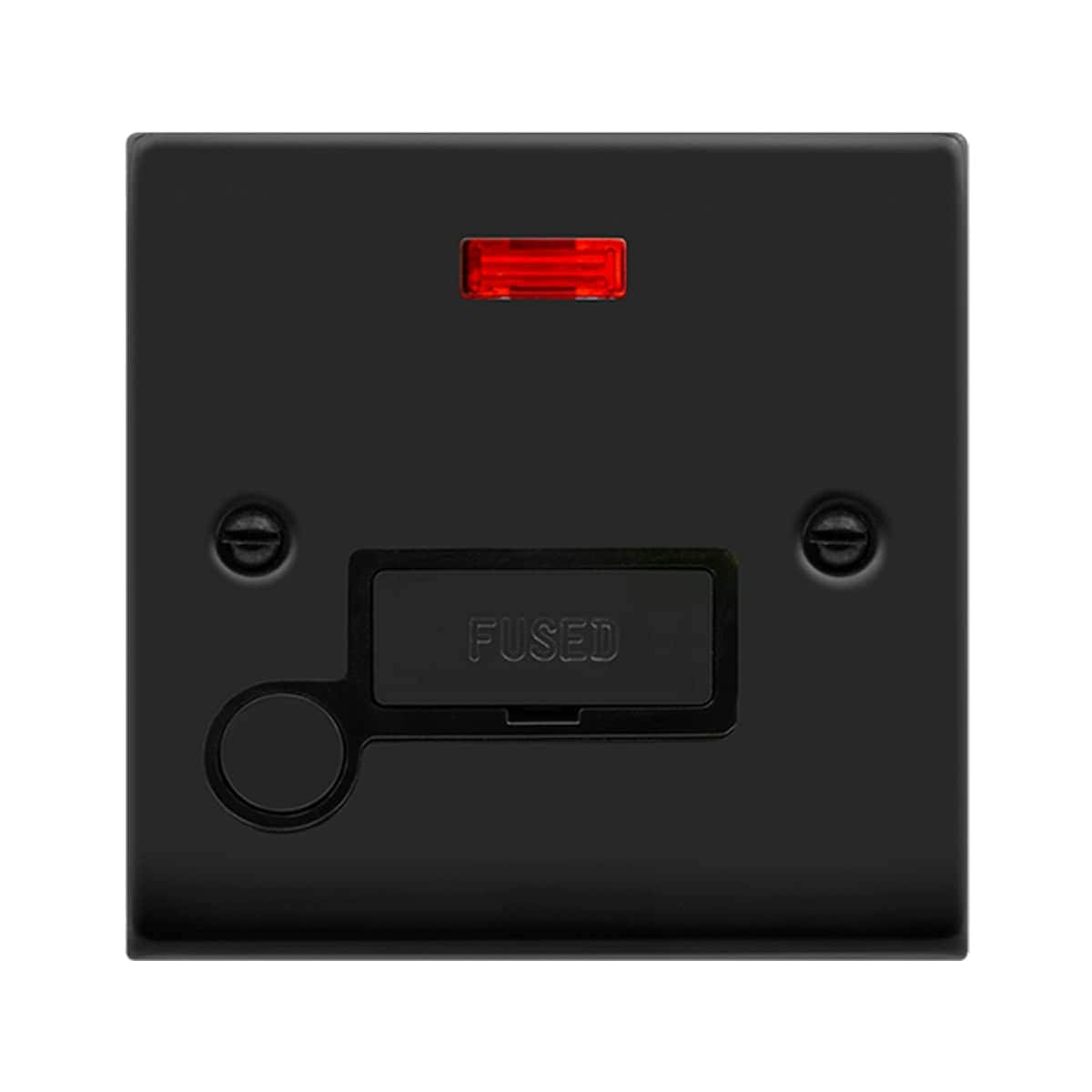 SE HOME Matt Black 13A Fused Ingot Connection Unit With Neon With Flex Black Matt Black