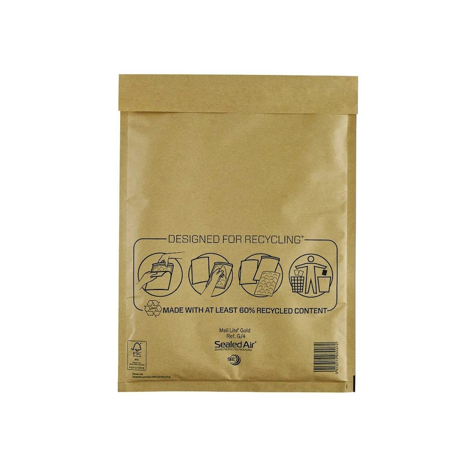 Pack of 50 G4 Gold Mail Lite Bubble Postal Bags 240x330mm