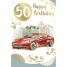 Happy Birthday Open Male 50th Celebrity Style Greeting Card