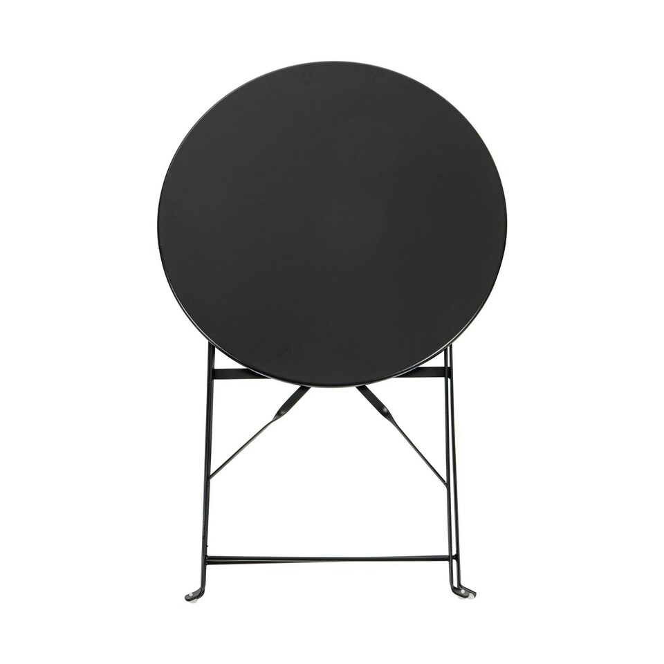 image 1 of Round Metal Folding Patio Bistro Table - 60cm - Black Black