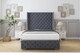 image 1 of Sloomy Arundel Steel Plush Bed Frame With 50"  Upholstered Wingback Headboard 4' Small Double