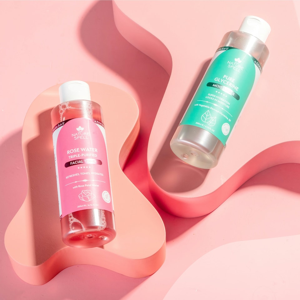 image 1 of Nature Spell Glass Skin Duo: Rose Water Toner & 100% Pure Glycerine