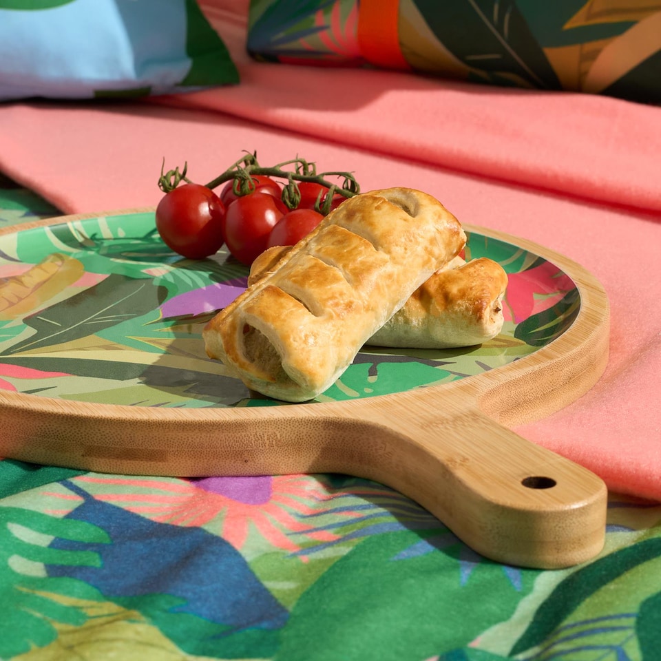 image 1 of OHS Summer Print Bamboo Picnic Serving Board Lightweight Outdoor | Green | Colourful Palm