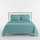 image 1 of Luxury Satin Stripe T250 Cotton Rich Soft Flat Sheet Bed Linen | Blue | Aqua | Single