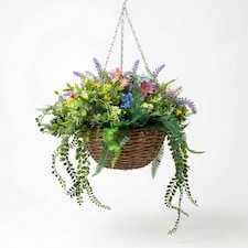 Homescapes Multi-Flower Botanical Hanging Basket, 40cm, Vibrant Meadow