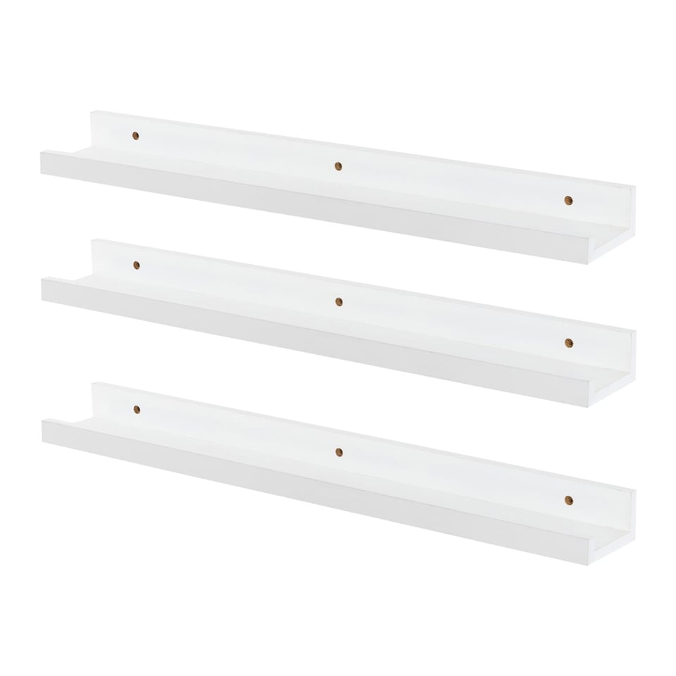 image 1 of Harbour Housewares Floating Picture Ledge Wall Shelves - 57cm - White - Pack of 3