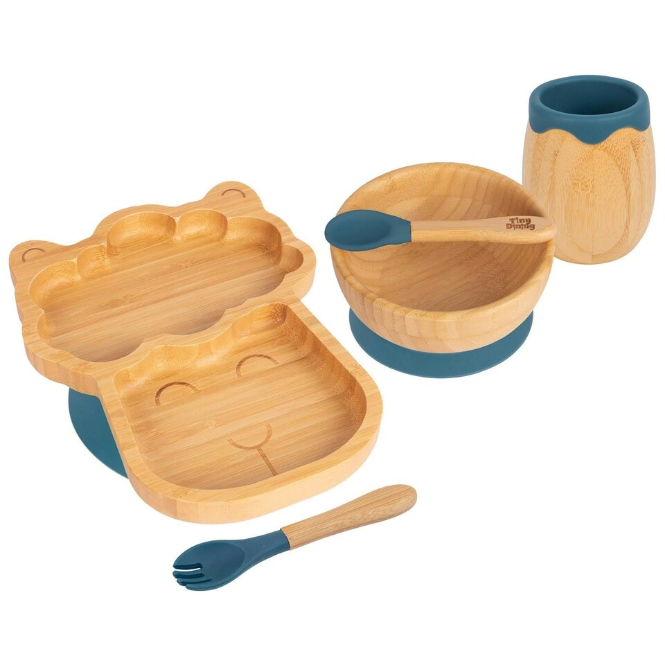 image 1 of Tiny Dining 5pc Bamboo Llama Baby Weaning Set - Navy Blue