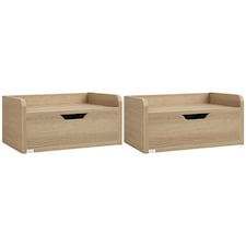 HOMCOM Floating Nightstand Set of 2, Nightstand with Drawer, Rustic Brown