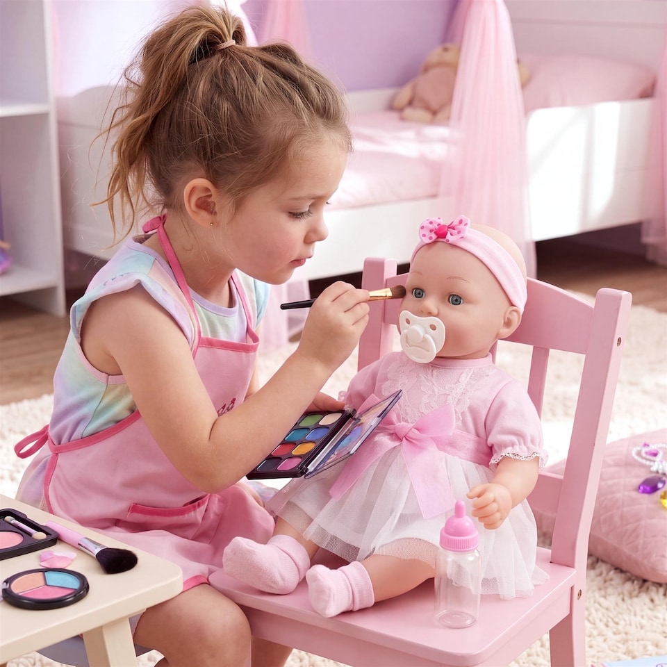 image 1 of BiBi Doll 17" Begonia Reborn Baby Doll Girl With Toy Dummy & Bottle