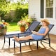 image 6 of Outsunny Sun Loungers Set of 2, 5-Level Reclining Sunbeds, Dark Blue | Black | Dark Blue | One Size