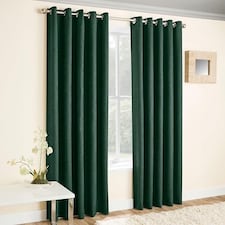 Vogue Dark Green Curtains 46 x 54 inch (117 x 137 cm) Room Darkening Eyelet Thermal Noise Reducing Curtains for Bedroom and Living Room
