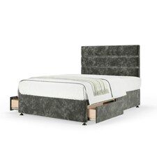 Majestic 1000 Pocket Sprung Charcoal Chenille 2 Drawer Divan Set And Milan Headboard Small Single