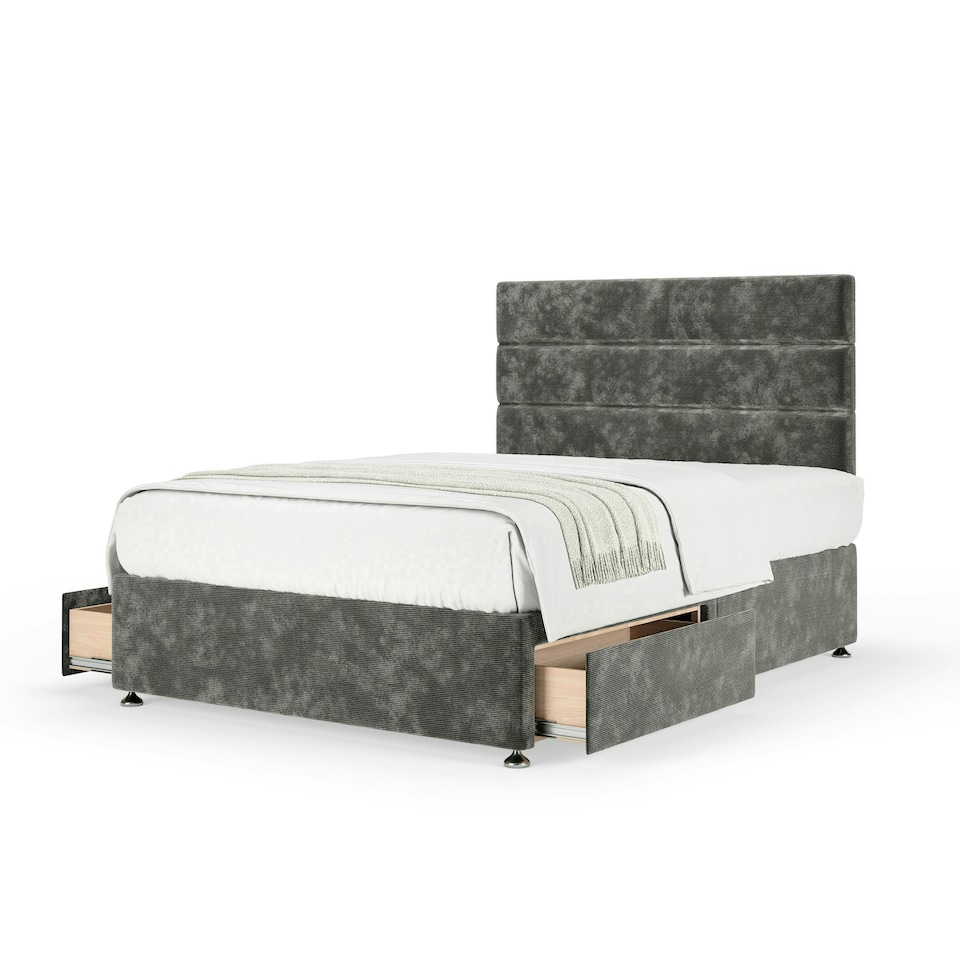 image 1 of Majestic 1000 Pocket Sprung Charcoal Chenille 2 Drawer Divan Set And Milan Headboard Small Single