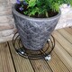 image 5 of Tom Chambers Handcrafted Heavy Duty Round Black Metal Garden Patio Plant Flower Pot Stand Caddy Trolley on Strong Metal Castor Wheels 37cm Black