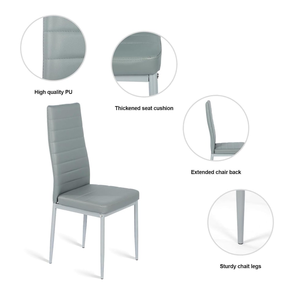 image 1 of Modern Dining Table Set With 6 Grey Chairs Dining Room Furniture Set | Grey | One Size | 7