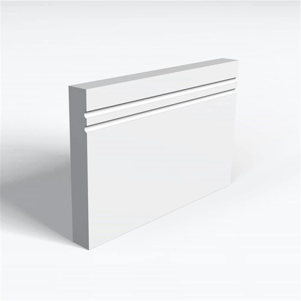 Pack of 20 (Total 20 Units) - Moisture Resistant MDF Primed 2 Drip Skirting Board - 18mm (T) x 219mm (H) x 4200mm (L)